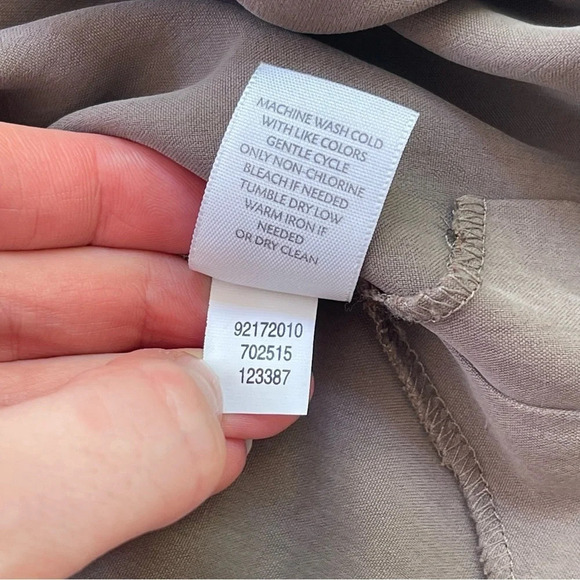 J Jill 3/4 sleeve quarter button silk pockets midi dress olive green size XS - Picture 10 of 11